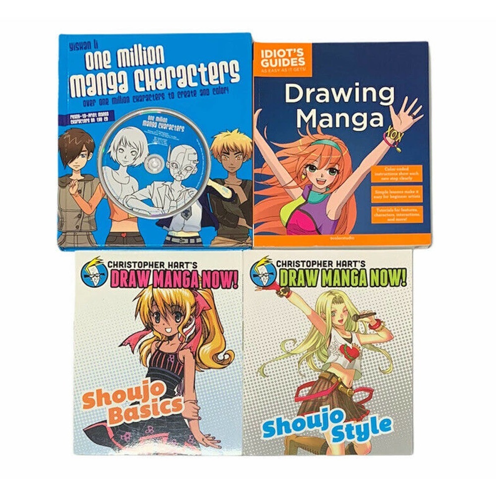 Lot of Draw Manga Now by C. Hart Idiots Guide One Million Manga Characters Books